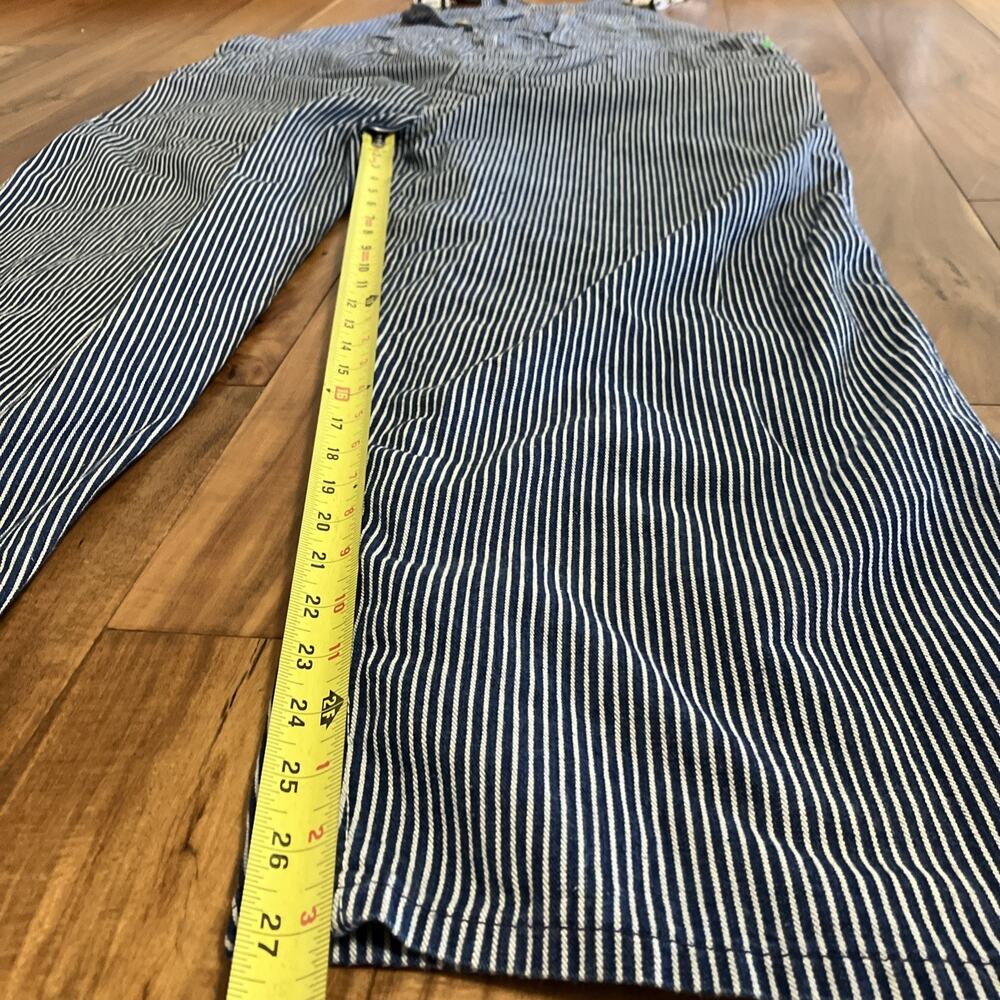 Key Imperial Overalls Mens 46x25 Blue Hickory Stripe Vintage 70s Bib Workwear - Picture 5 of 16